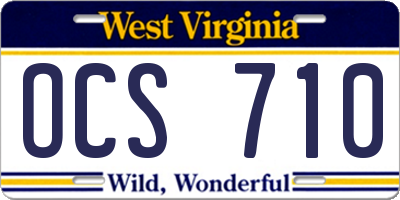 WV license plate OCS710