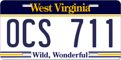 WV license plate OCS711