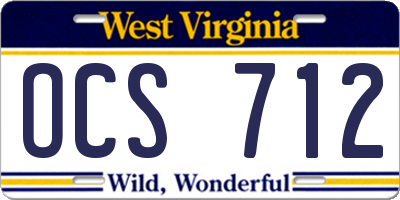 WV license plate OCS712