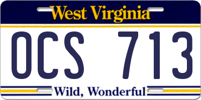 WV license plate OCS713