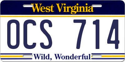 WV license plate OCS714