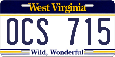WV license plate OCS715