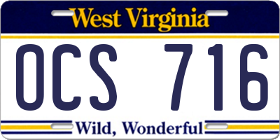 WV license plate OCS716