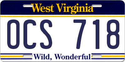 WV license plate OCS718