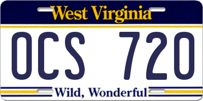 WV license plate OCS720