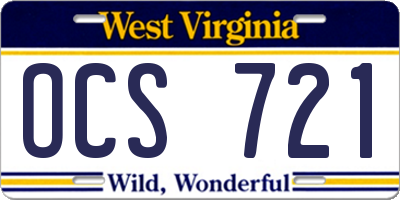 WV license plate OCS721