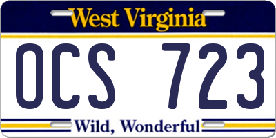WV license plate OCS723