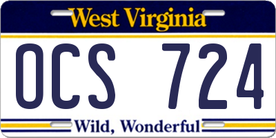 WV license plate OCS724