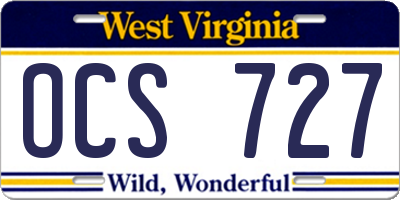 WV license plate OCS727
