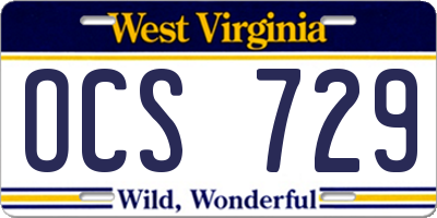 WV license plate OCS729