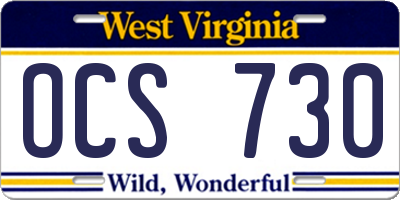 WV license plate OCS730