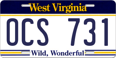 WV license plate OCS731