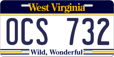WV license plate OCS732