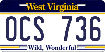 WV license plate OCS736