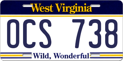 WV license plate OCS738