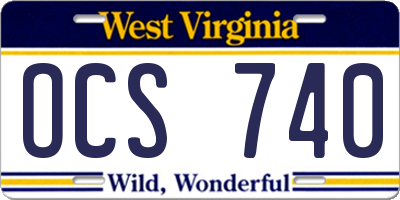 WV license plate OCS740