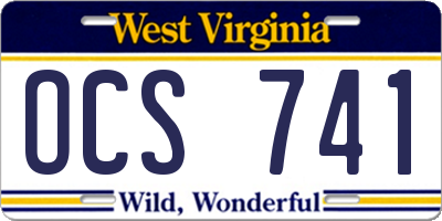 WV license plate OCS741