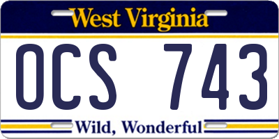 WV license plate OCS743
