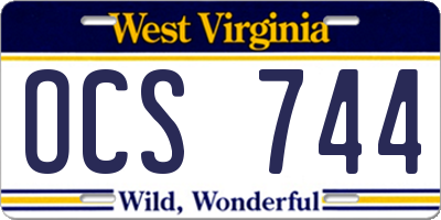 WV license plate OCS744