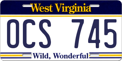 WV license plate OCS745
