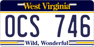 WV license plate OCS746