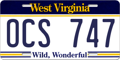 WV license plate OCS747