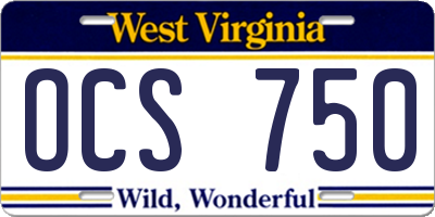 WV license plate OCS750