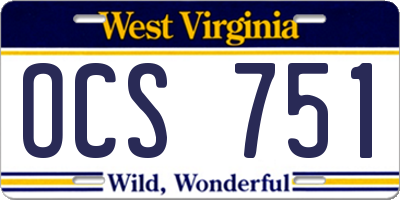WV license plate OCS751