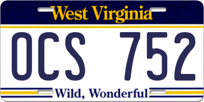 WV license plate OCS752