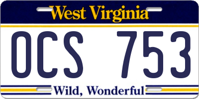 WV license plate OCS753