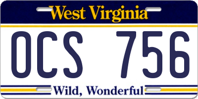 WV license plate OCS756