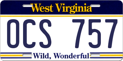 WV license plate OCS757