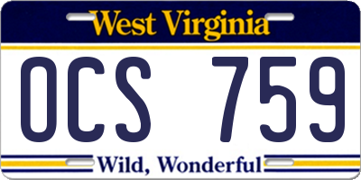 WV license plate OCS759