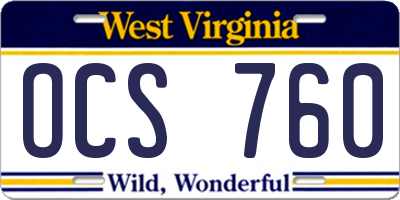 WV license plate OCS760
