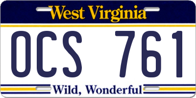 WV license plate OCS761