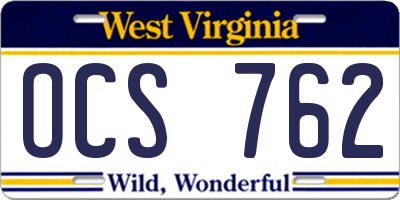 WV license plate OCS762