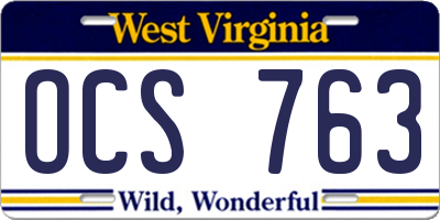 WV license plate OCS763