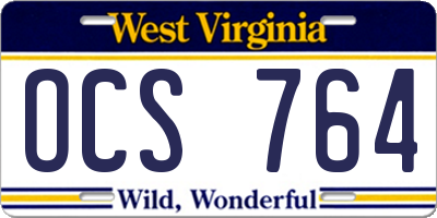 WV license plate OCS764