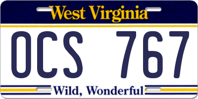 WV license plate OCS767