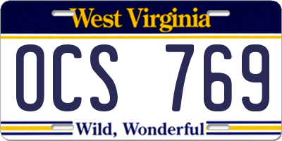 WV license plate OCS769