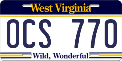 WV license plate OCS770