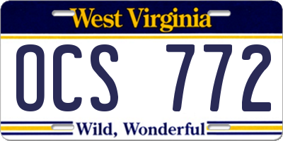WV license plate OCS772