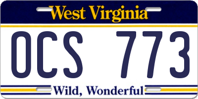 WV license plate OCS773