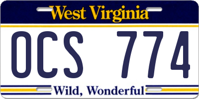 WV license plate OCS774