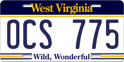 WV license plate OCS775
