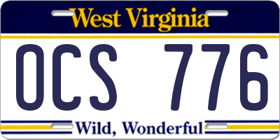WV license plate OCS776