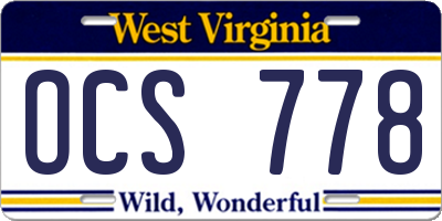 WV license plate OCS778