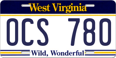 WV license plate OCS780