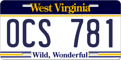 WV license plate OCS781