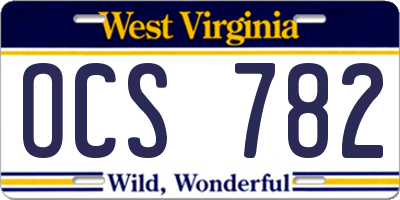 WV license plate OCS782